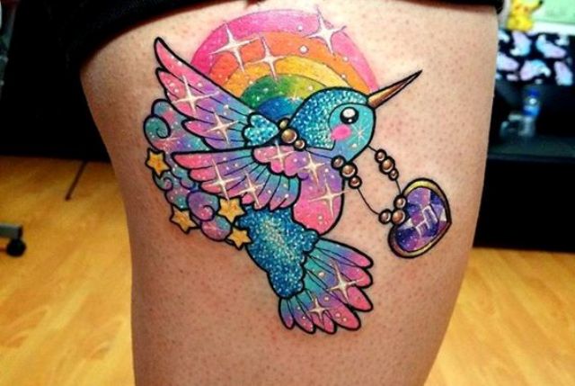 colibri a color 1 - tatuajes de colibrí