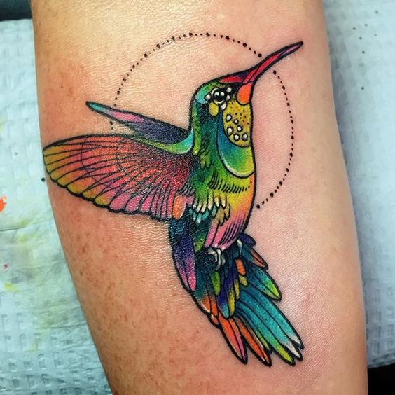 colibri a color 4 - tatuajes de colibrí