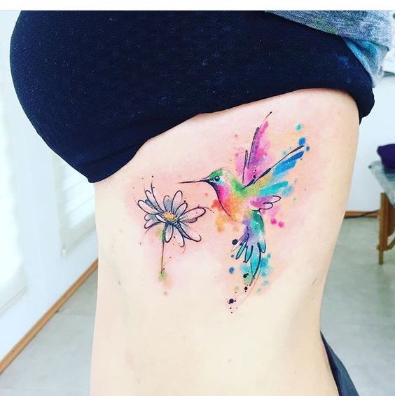 colibri con flores 4 - tatuajes de colibrí