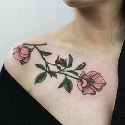 flores en la clavicula 8 - tatuajes en la clavícula