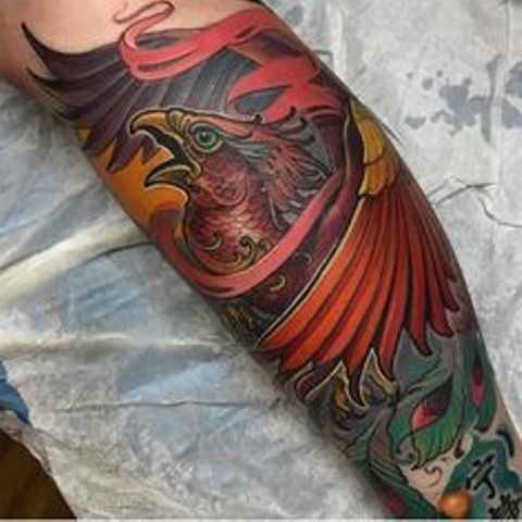 pierna fenix 3 - Tatuajes de ave fénix