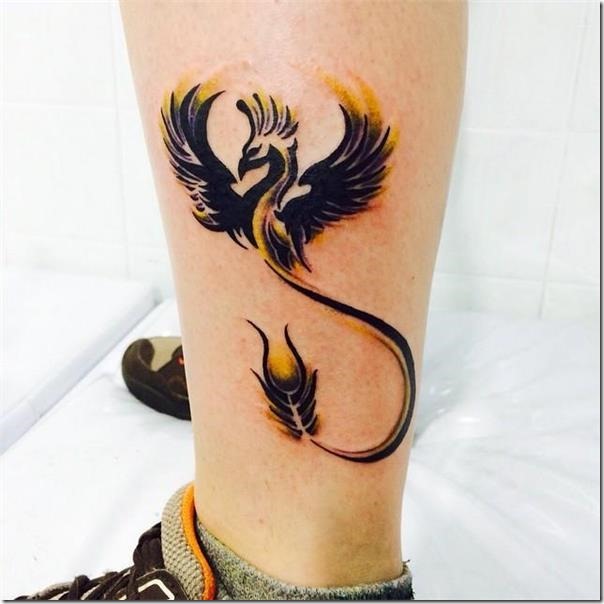 pierna fenix 6 - Tatuajes de ave fénix