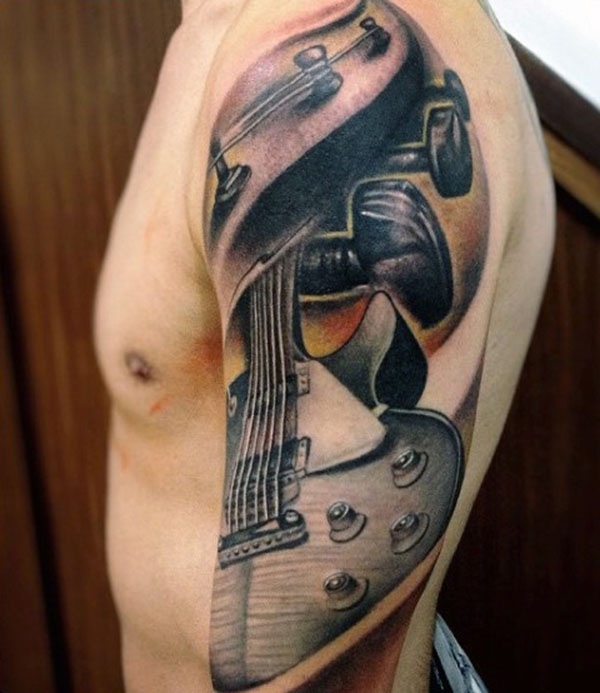 guitarras 3d 2 1 - tatuajes de guitarras