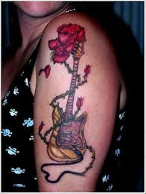 guitarras a color 5 1 - tatuajes de guitarras