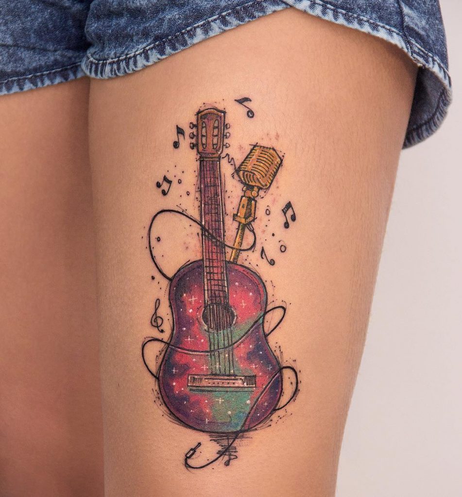 Ideas de Tatuajes de Guitarras (+Significados) - Tatuajes Geniales guitarras mujeres 7 1 - tatuajes de guitarras