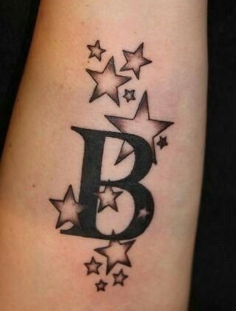 iniciales con estrellas 2 - tatuajes de iniciales