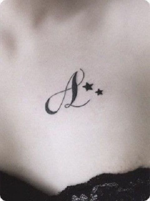 iniciales con estrellas 5 - tatuajes de iniciales