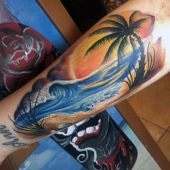 palmas y playa 2 2 - tatuajes de árbol de la vida