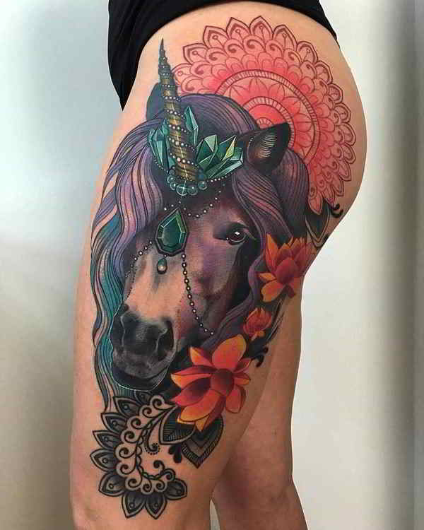 Tatuajes En Las Piernas Para Mujeres De Unicornios 4 - Tatuajes para Mujeres en las Piernas