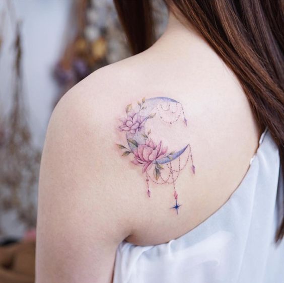 tatuajes lunas flores 5 - tatuajes de luna