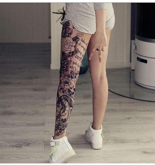 tatuajes mangas piernas mujeres 3 - Tatuajes para Mujeres en las Piernas