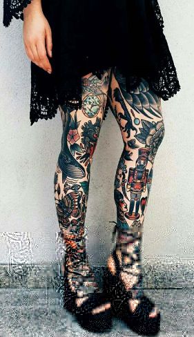 tatuajes mangas piernas mujeres 5 - Tatuajes para Mujeres en las Piernas