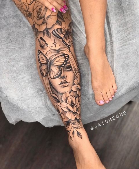 tatuajes mujeres pierna abajo 6 - Tatuajes para Mujeres en las Piernas