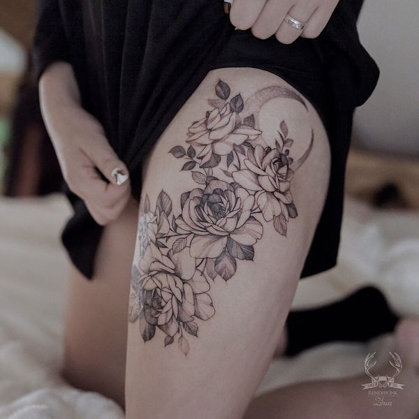 tatuajes mujeres pierna arriba muslos 3 - Tatuajes para Mujeres en las Piernas