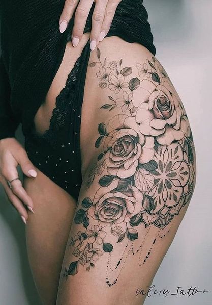 tatuajes mujeres pierna arriba muslos 5 - Tatuajes para Mujeres en las Piernas