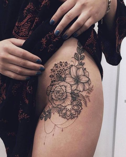 tatuajes mujeres pierna arriba muslos 6 - Tatuajes para Mujeres en las Piernas