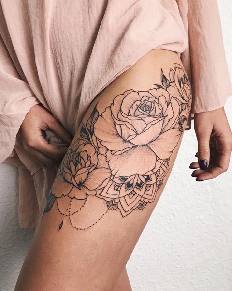 tatuajes mujeres pierna arriba muslos 7 - Tatuajes para Mujeres en las Piernas