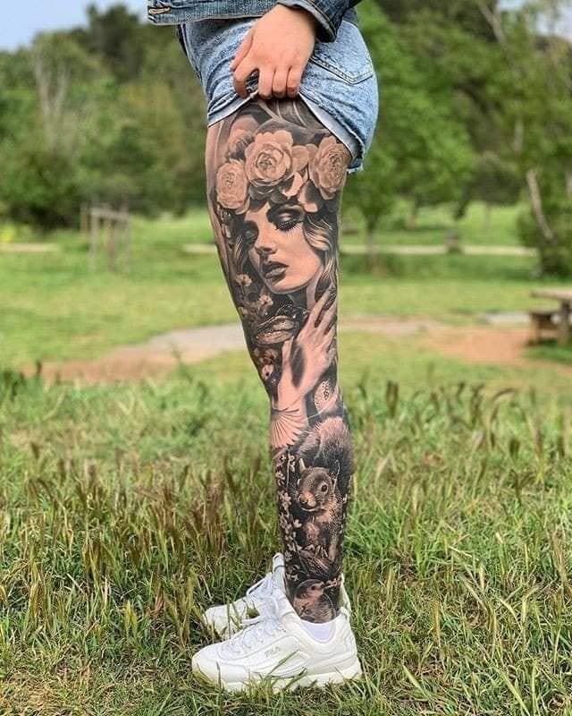 tatuajes mujeres piernas 10 - Tatuajes de sol y luna