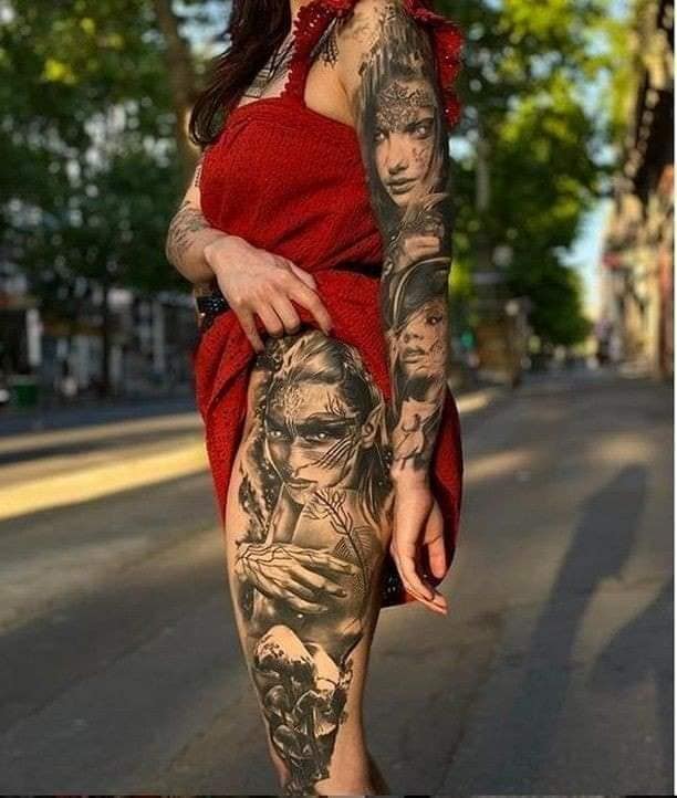 tatuajes mujeres piernas 9 - Tatuajes de sol y luna
